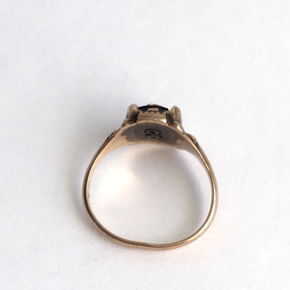 SOLD Vintage 10K Gold Class Ring 1966 Jostens Blue - Picture 5 of 8